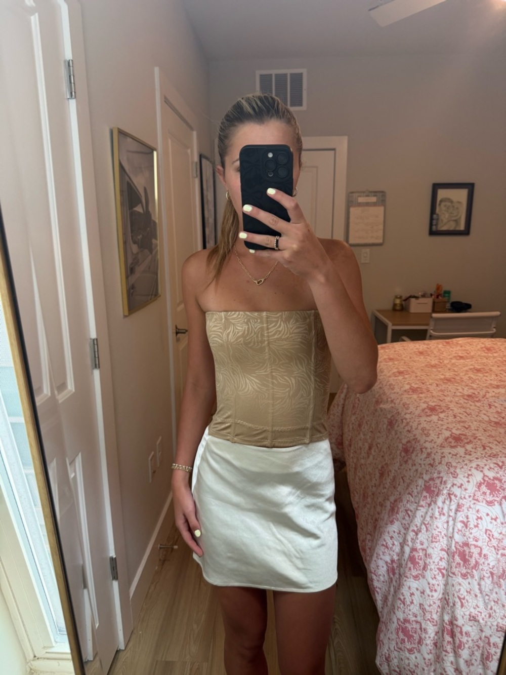 Gold Satin Strapless Corset Top